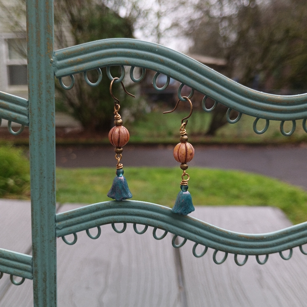Czech Flower Drop Earrings